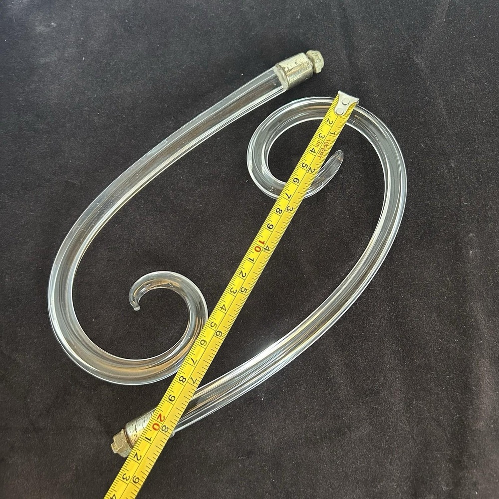 Glass Chandelier Scroll Arms 11" Curved Replacement Parts Metal Ferrules Vtg - Picture 4 of 4